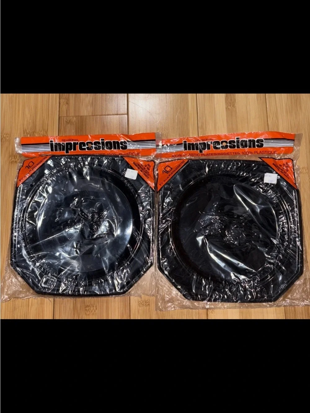 Vintage Halloween Orange & Black Embossed Witch Plastic Plates New 2 Packs